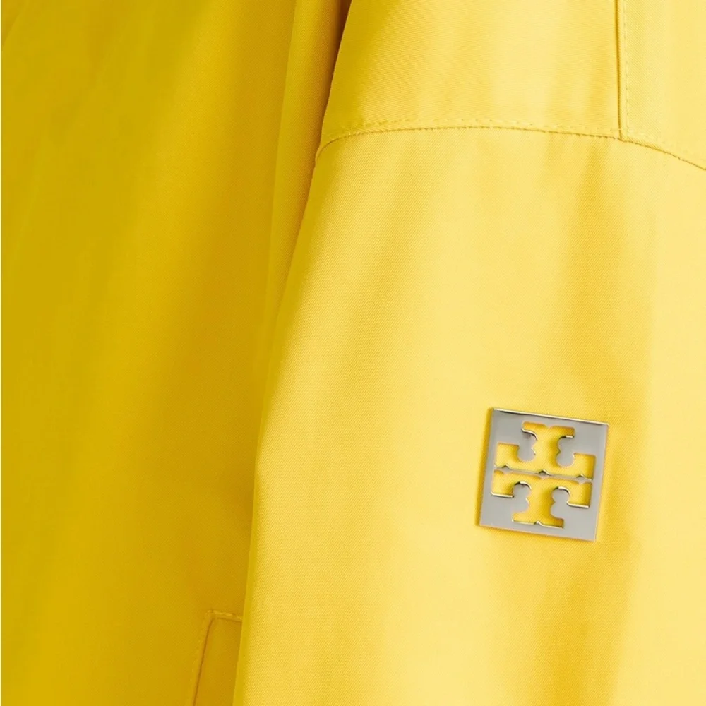 Tory Burch Tory Sport Cropped Windbreaker Jacket‎ Yellow Hooded Size Small
